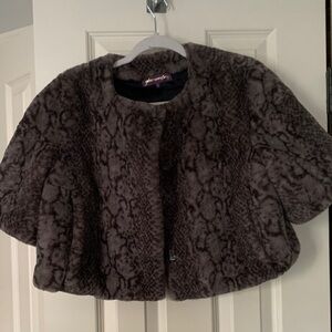 Glamorpuss Brown Faux Fur Jacket L python print